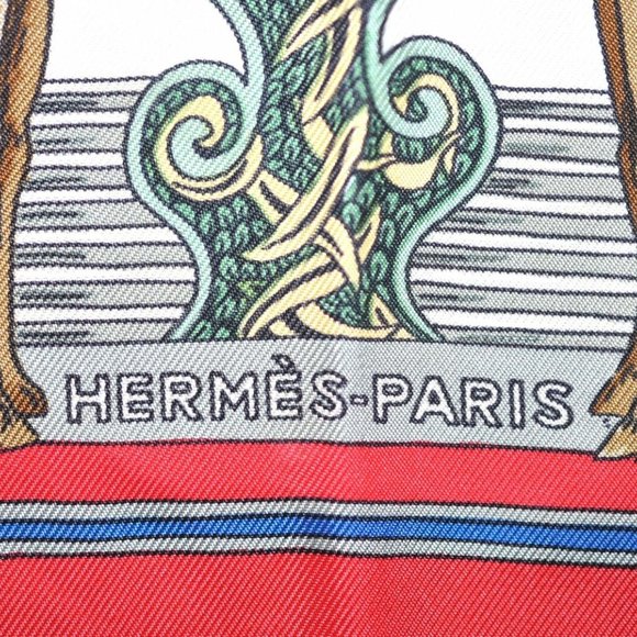 Authentic HERMES Carre 90 Scarf "Au FIL de la SOIE" Silk Red - Picture 8 of 12